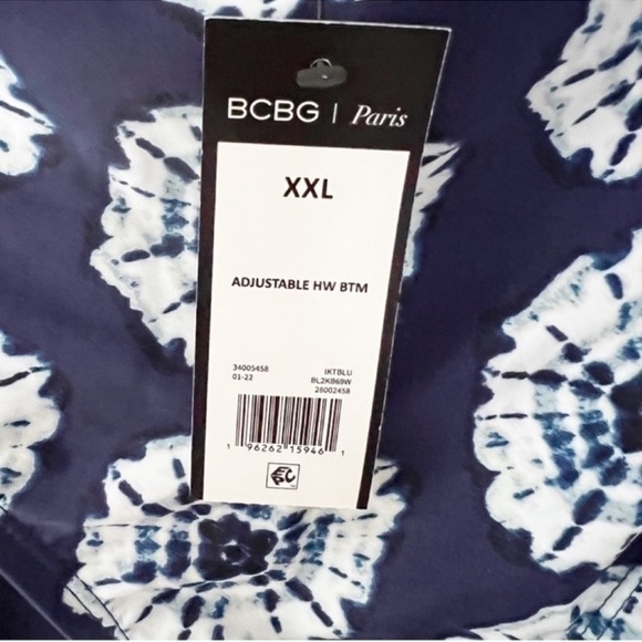 BCBG Paris Blue Tie Dye Floral Adjustable Cinched Side Swim Bottom Sz XXL NEW - Picture 4 of 9